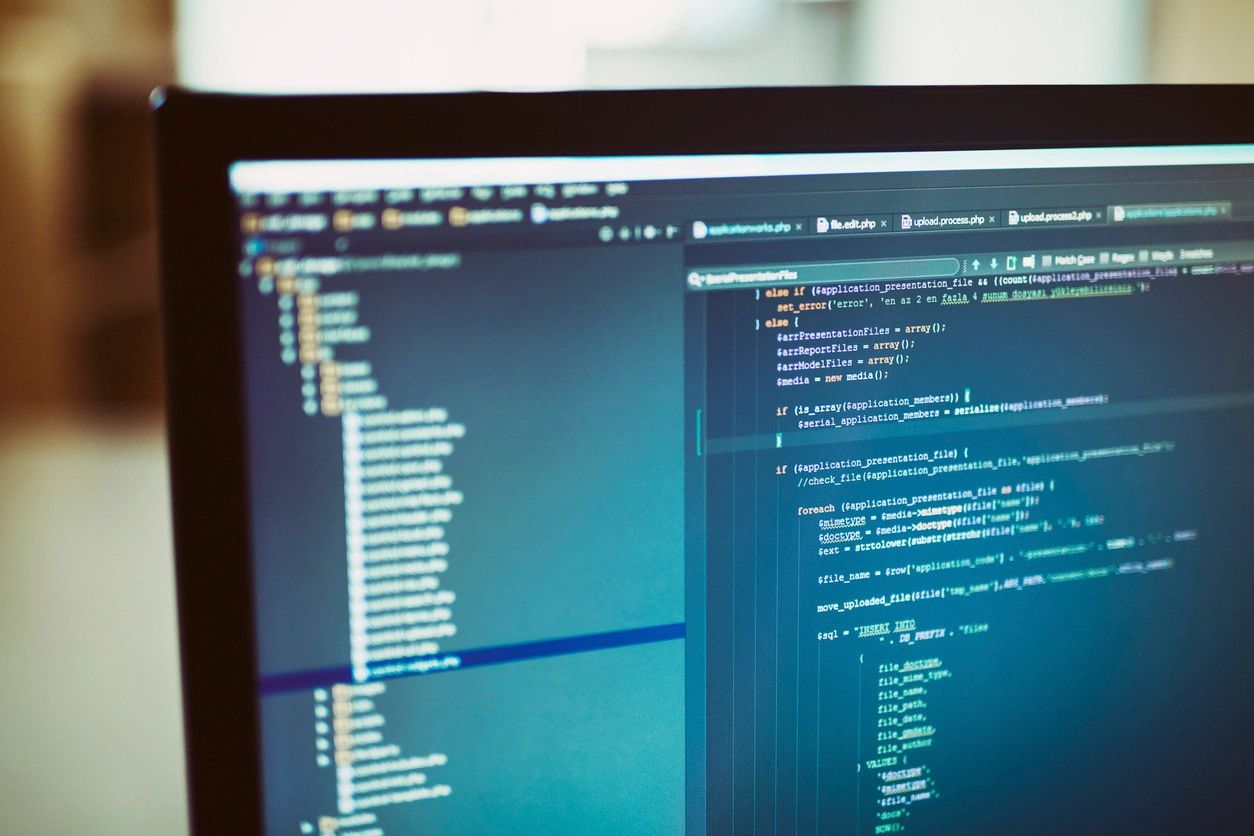 Software development on a desktop monitor